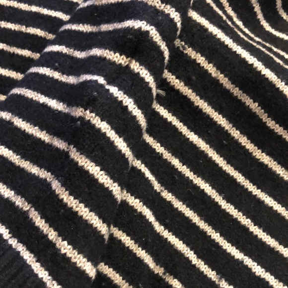 AllSaints Marty Black and White Striped Roll Neck Jumper - Picture 7 of 9